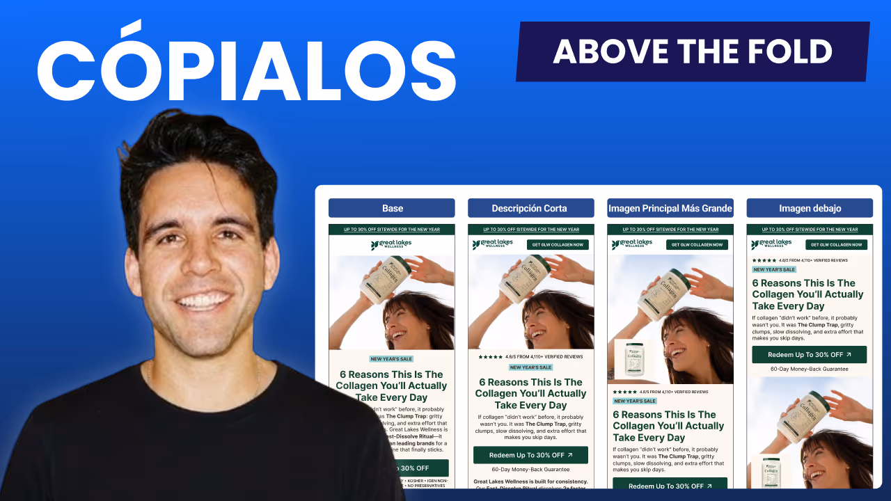 8 Ejemplos de ejemplos de “Above the Fold” para listicles que puedes copiar para tus Meta Ads